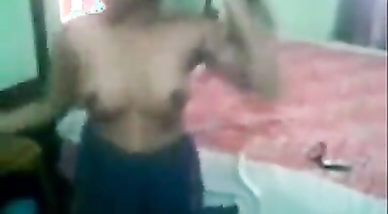 Fondling Indian girlfriend while she gets dressed.