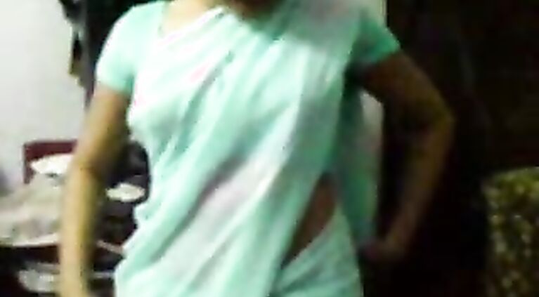 Horny Indian wife in saree striptease at home.