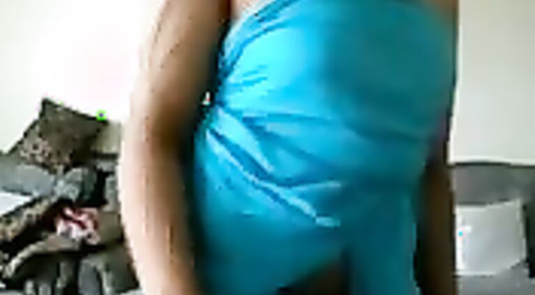 Indian honey stripping on webcam.