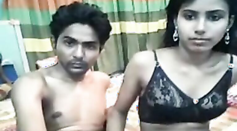 Indian lovers having fun on webcam.