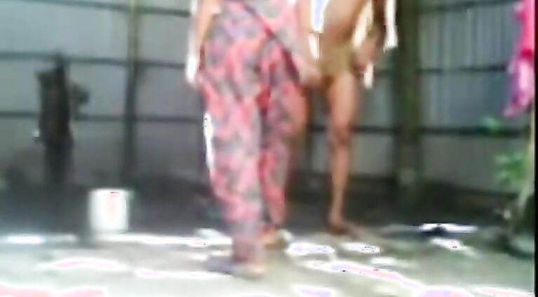 Indian Desi Petite Couple Fucking Outdoor While Taking Showe.