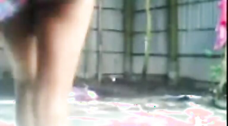Indian Desi Petite Couple Fucking Outdoor While Taking Showe.