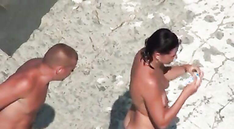 Nude Beach - Mom MMF Threesome on the Shore