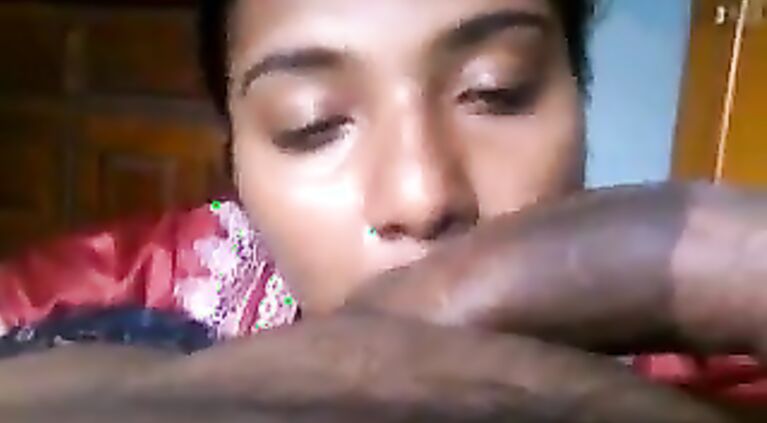 Satin nighty maid sucking cock