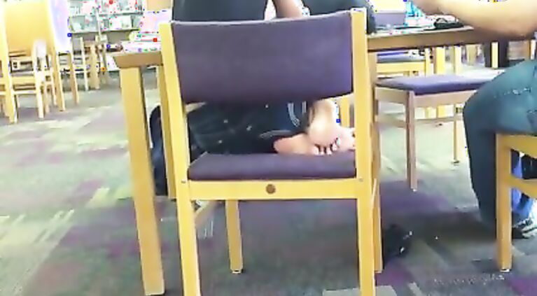 Candid Tamil Teenage's Feet in Library