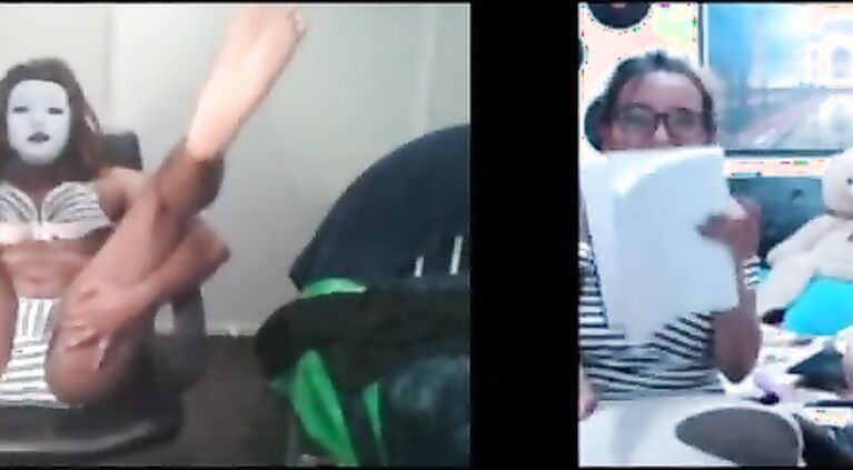 Two girls screaming & shrieking at the shock of man