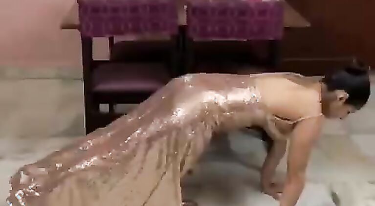 Push-Ups in Gown and High Heels