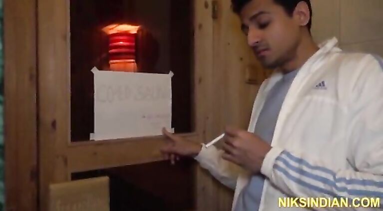 Innocent desi girl sucks dick and fucked by her new boyfriend in the sauna