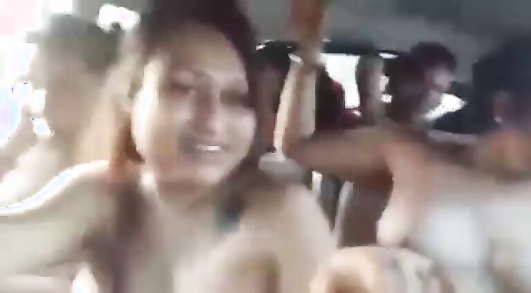 Nude group of tamil tamil aunties drunk and flashing in car naked