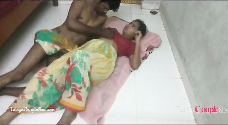 cute telugu aunty hardcore girlfriend sex on the floor with her horny husband