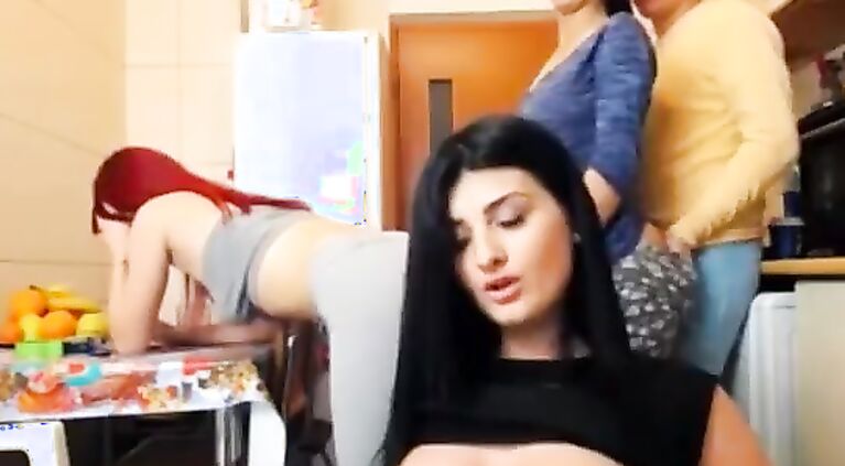 3 Sisters Doing Sex With Brother in Kitchen At Own House, That's A Beauty n New Taste Adventure