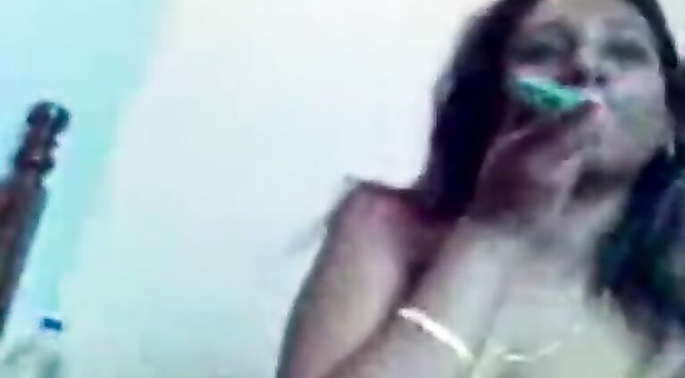 Indian Slut with huge boobs sucking dick and speaking on Phone