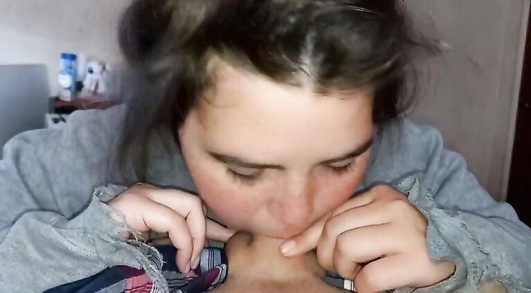 Homeless lesbian stepsister sucks first cock