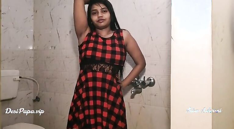 cute Desi indian bollywood model Alia Advani in bathroom taking shower