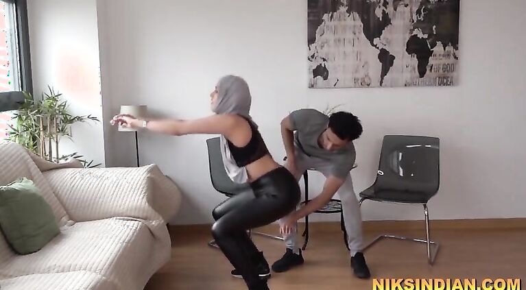 Teen girl in Hijab seduced and fucked hard by gym trainer