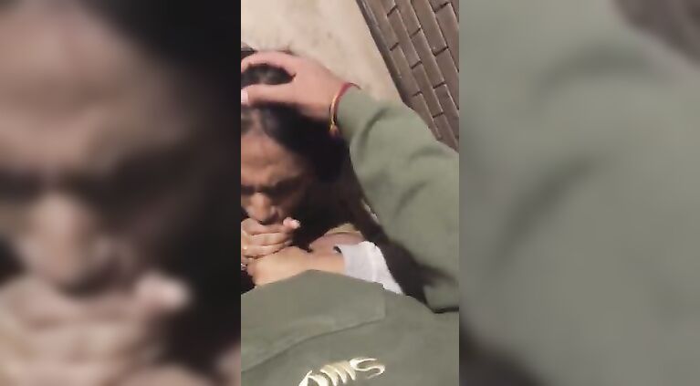 Face fucking my tutor in the library staircase with facial