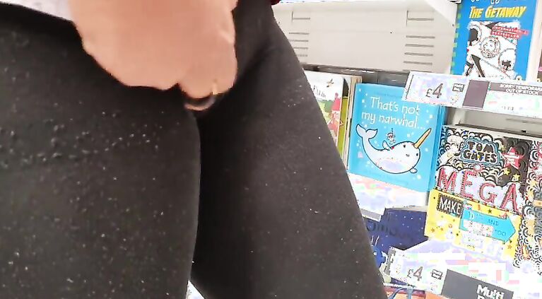 Candid See Through Leggings in a Shopping Mall - Thick Booty and Cameltoe View