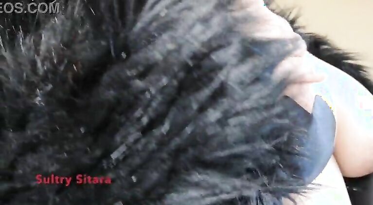 Hairy Tamil Woman in Brown Fur Coat Tease
