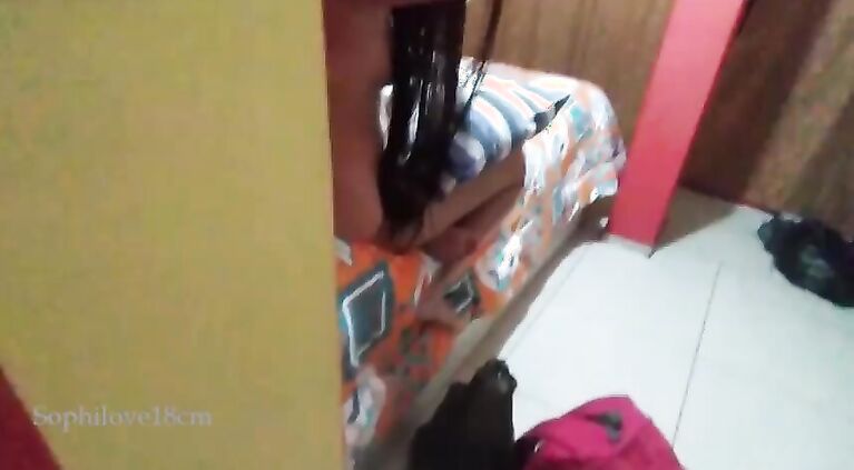 I spy my 18 year old stepsister freshly bathed, she jerks off my cock and puts it in her wet little vagina