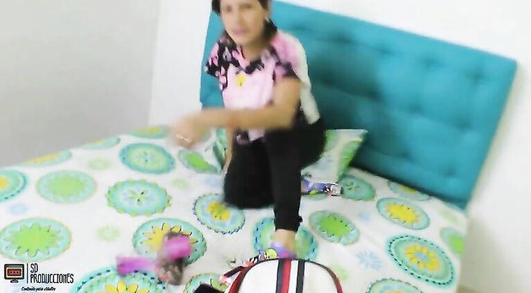 Hot lesbian latin girl is fucking her huge toy - Porn in Spanish