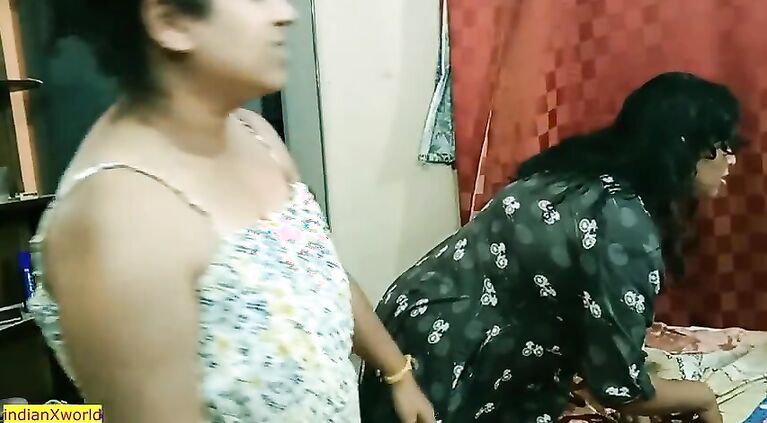 Beautiful wife bhabhi and her stepsister has hardcore sex with village boy, real Hindi group sex