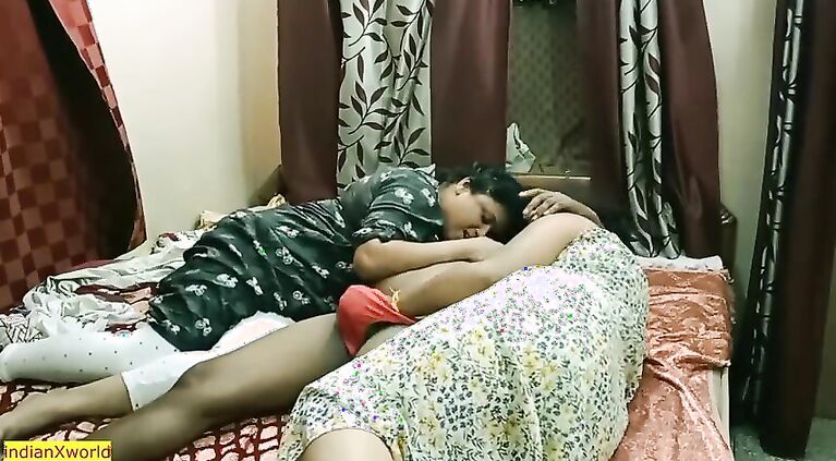 Beautiful wife bhabhi and her stepsister has hardcore sex with village boy, real Hindi group sex