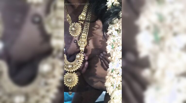 Indian housewife strong doggy with jewel and flower