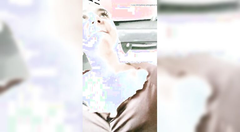 She gets excited in front off a stranger in the public city bus