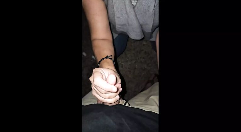Housewife picking up stranger and giving a hand-job to
