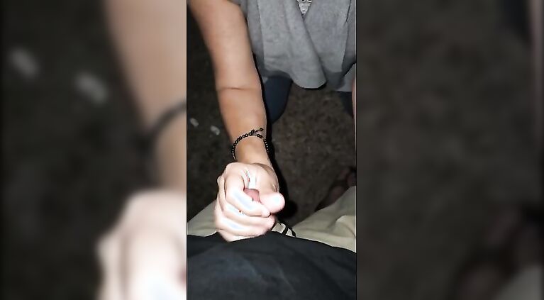 Housewife picking up stranger and giving a hand-job to
