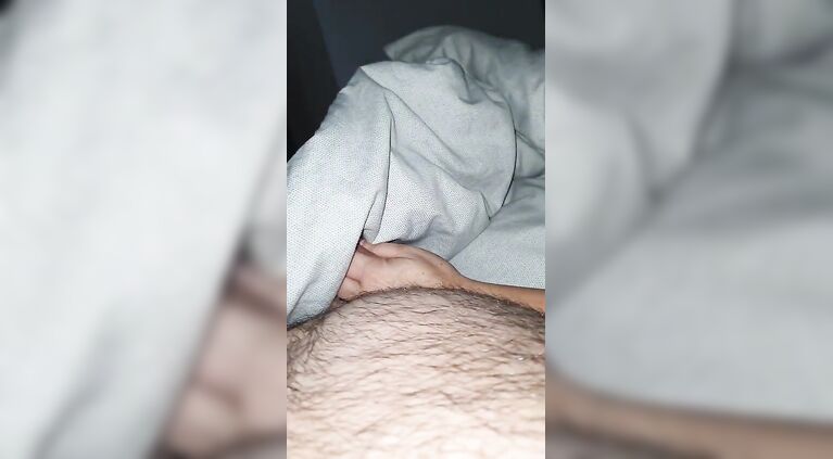 Step mature under blanket touching and hand-job step son cock