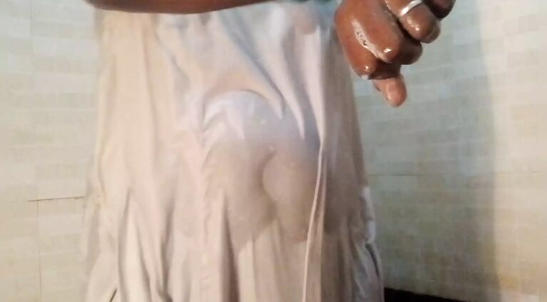 Aunty bathing