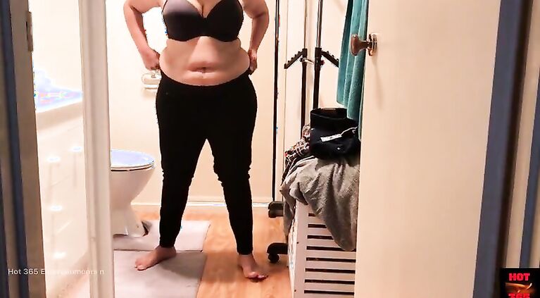 Hot Wife Changing Clothes and flashing Cute Curves