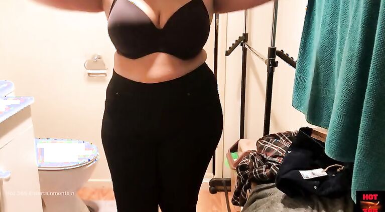 Hot Wife Changing Clothes and flashing Cute Curves
