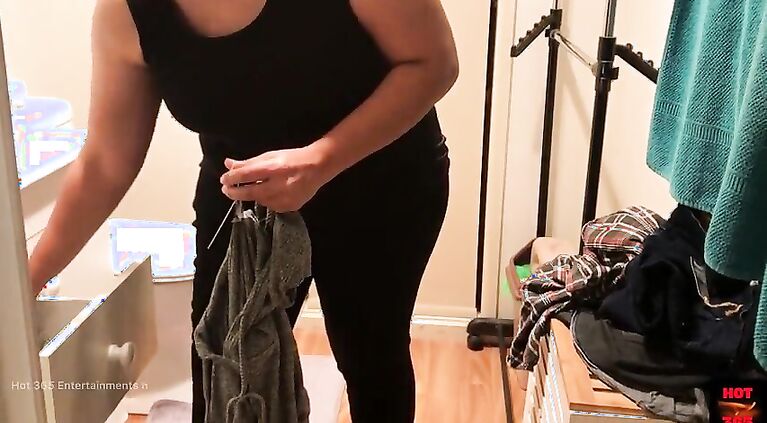 Hot Wife Changing Clothes and flashing Cute Curves